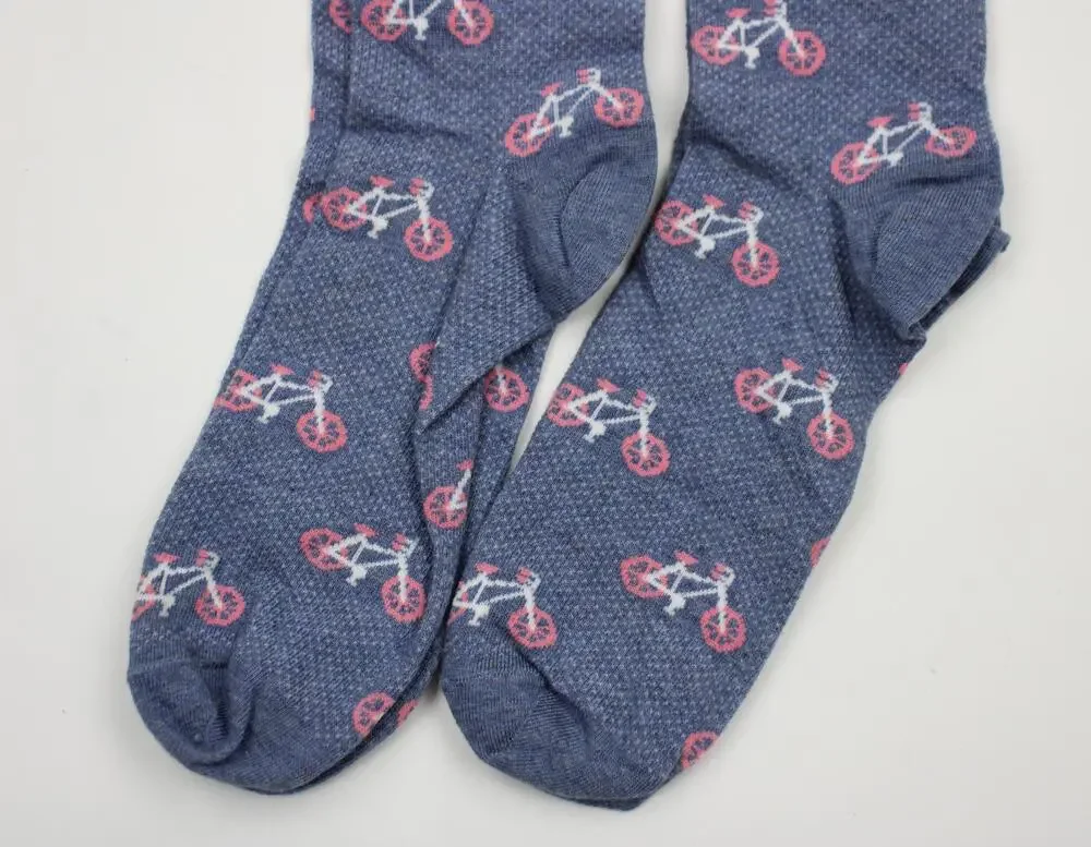 The Men's Store Socks Mens 10-13 Denim Bicycle Novelty Dress Mid Calf 2 Pair